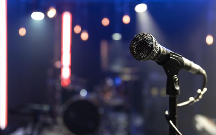 Professional vocal coach in recording studio